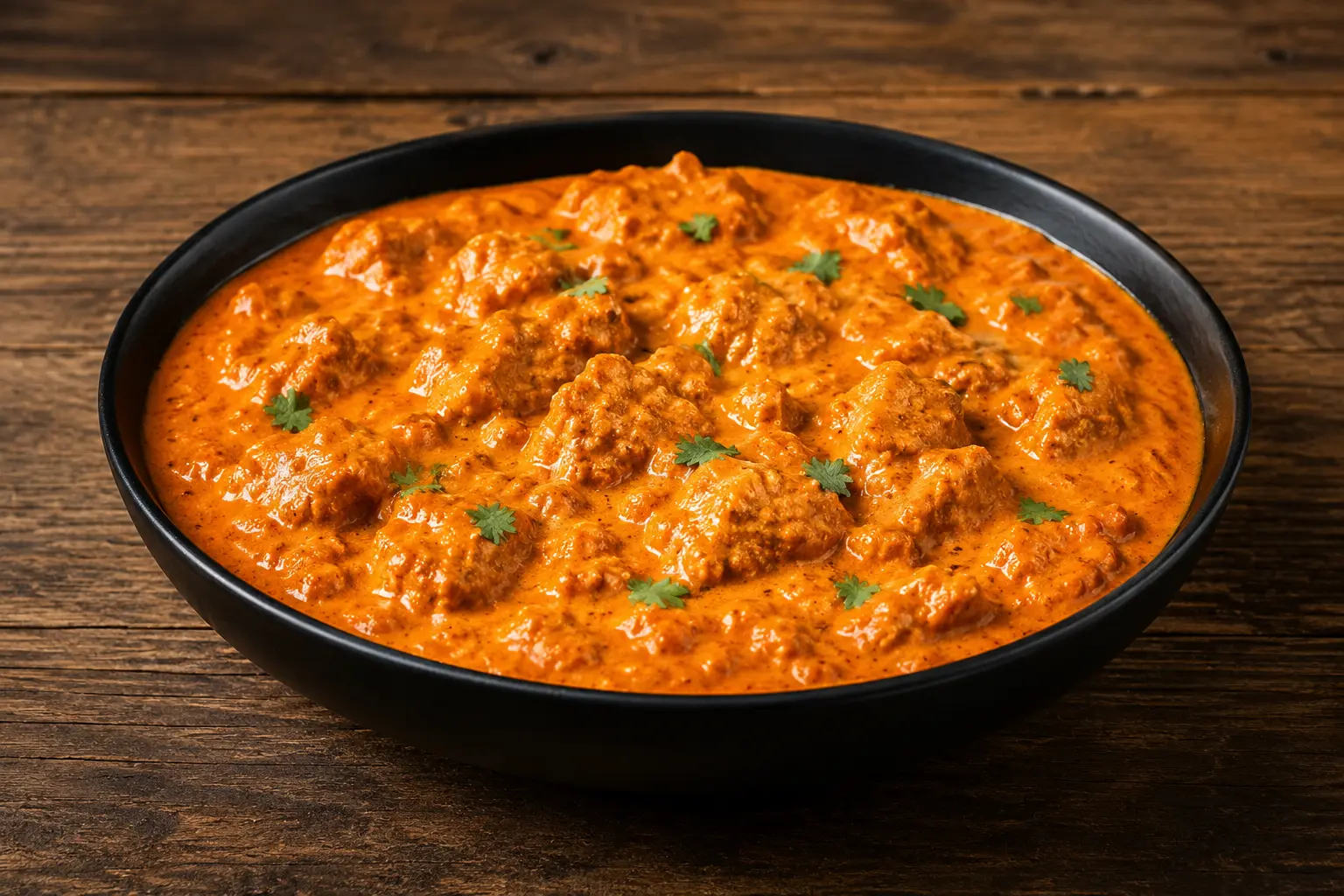 Butter chicken with basmati rice at Copper Chimney Madison Street — East Indian restaurant near Polo Park, Winnipeg